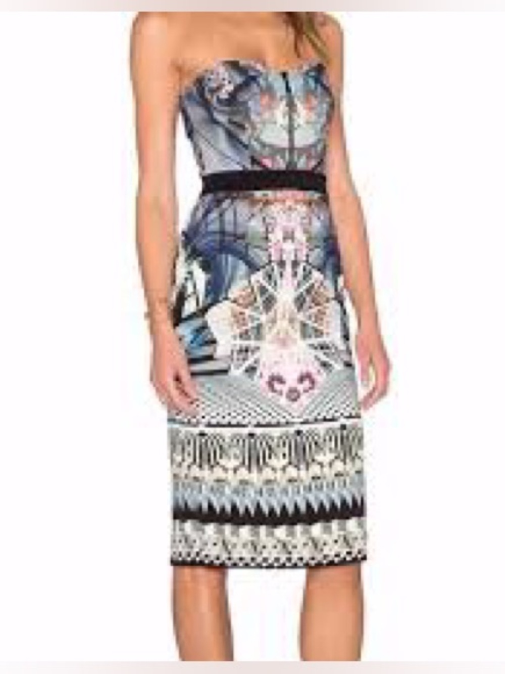 Black Halo Geometric Floral Cocktail Dress With Removable Straps Tropical Multi - Picture 6 of 7